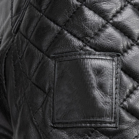 Mens Padded Black Cafe Racer Leather Jacket