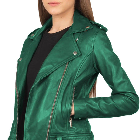 Women's Real Emerald Green Leather Jacket