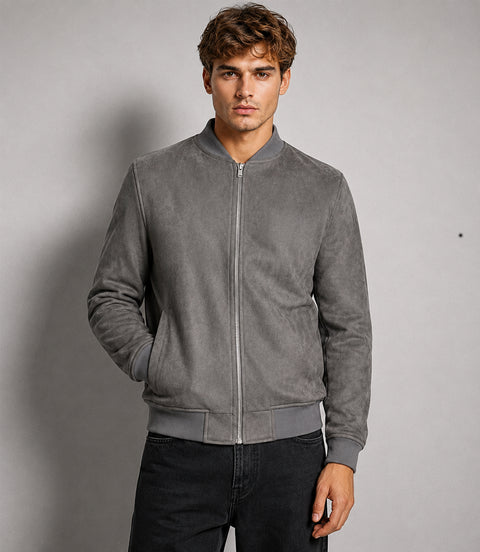 Men’s Signature Grey Faux Suede Jacket