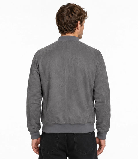 Men’s Signature Grey Faux Suede Jacket
