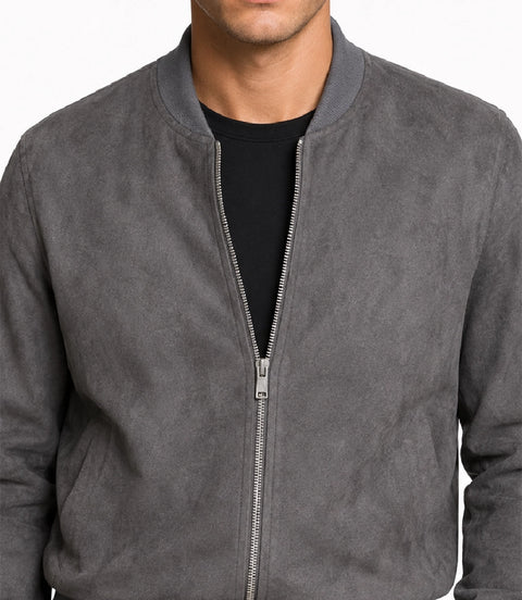 Men’s Signature Grey Faux Suede Jacket