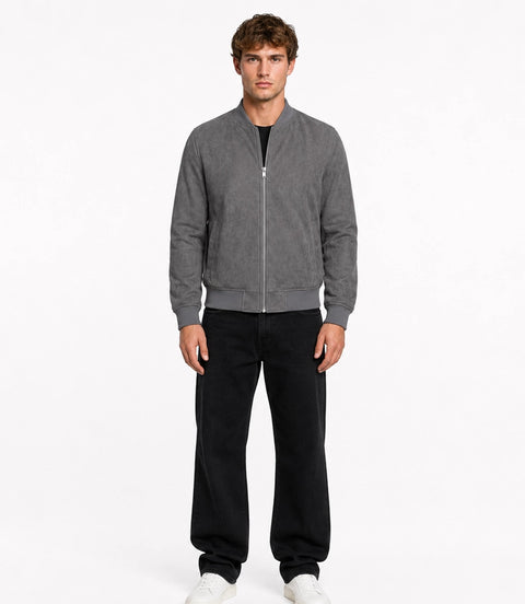 Men’s Signature Grey Faux Suede Jacket