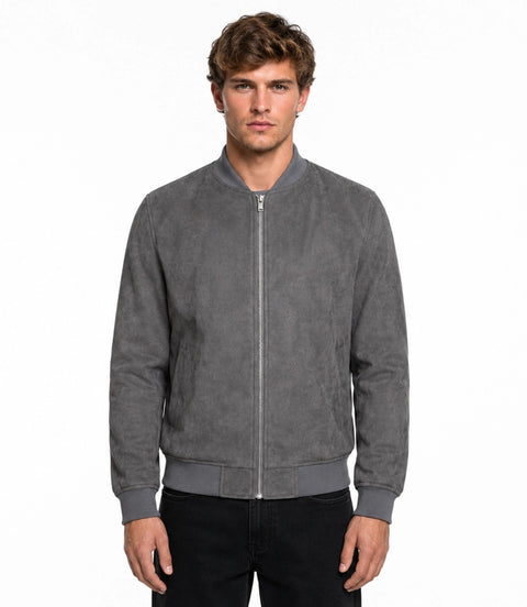 Men’s Signature Grey Faux Suede Jacket