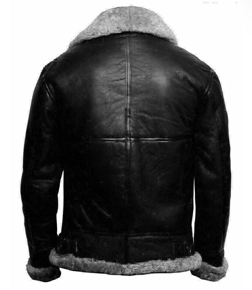 Men's B3 Aviator Shearling Leather Jacket Back - Xactwear