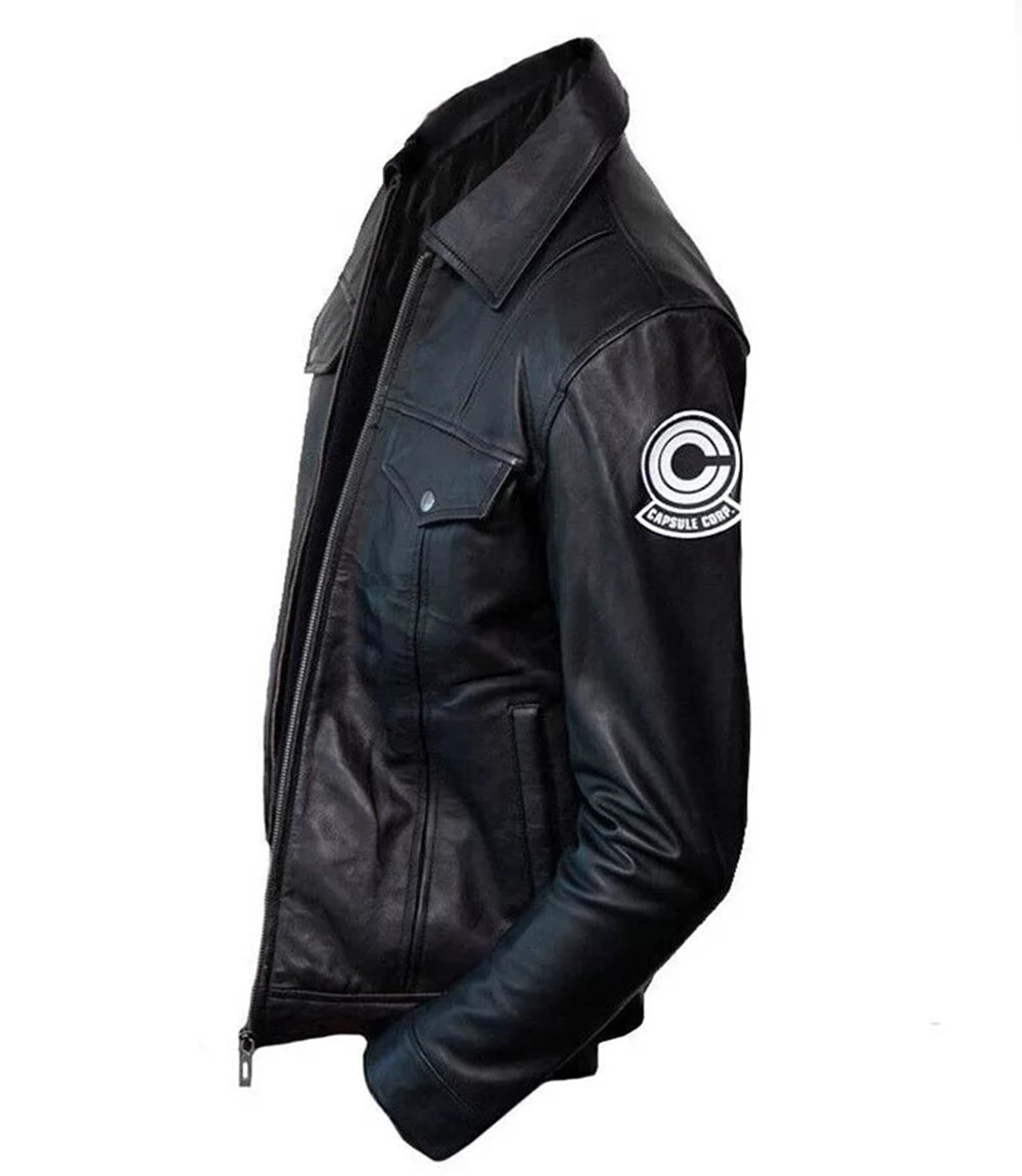 Men's Black Biker Leather Jacket Back Side - Xactwear