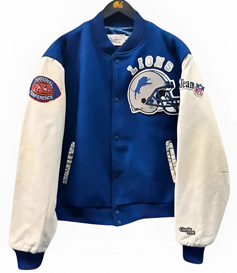 Men's Detroit Lions Blue Varsity Jacket - Xactwear