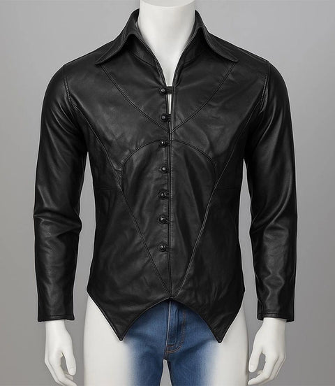 Men's Ghost Black Leather Jacket - Xactwear