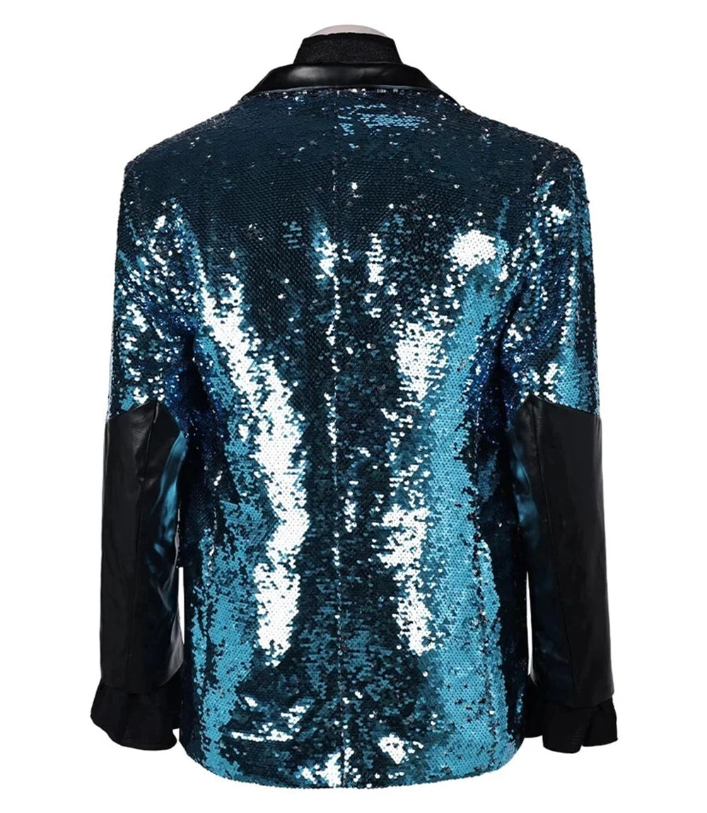 Men's Ghost papa Blue Sequin Blazer Back - Xactwear
