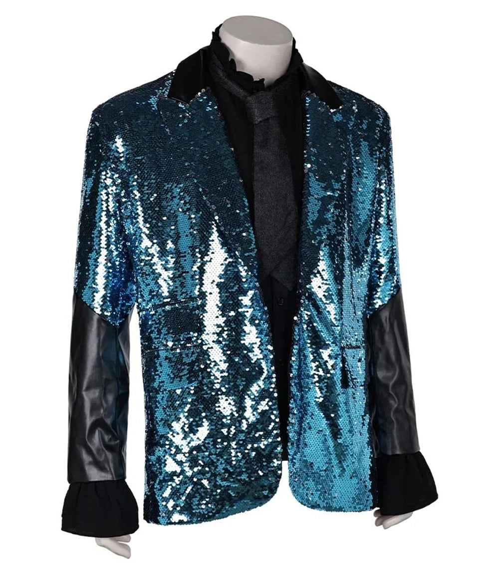 Men's Ghost papa Blue Sequin Blazer Side View - Xactwear