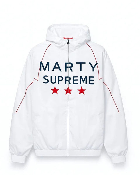 Men's Marty Supreme Hooded Jacket White - Xactwear