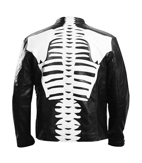 Men's Skeleton Motorcycle Leather Jacket Back - Xactwear
