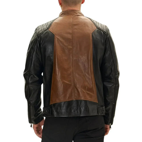 Men’s Roadster Quilted Two-Tone Leather Bomber Jacket