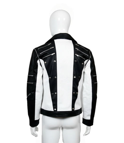 Shop Men's Black & White Retro Performance Motorcycle Jacket - Xactwear