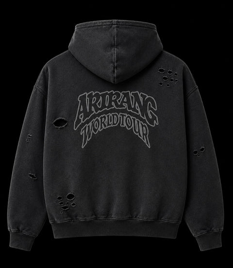 Shop Men's Grey WORLD TOUR Hoodie Back - xACTWEAR