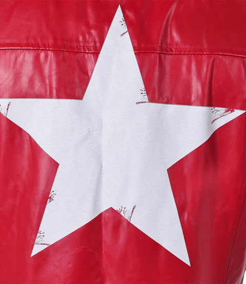 Shop Men's Red Leather Vest Closeup -Xactware