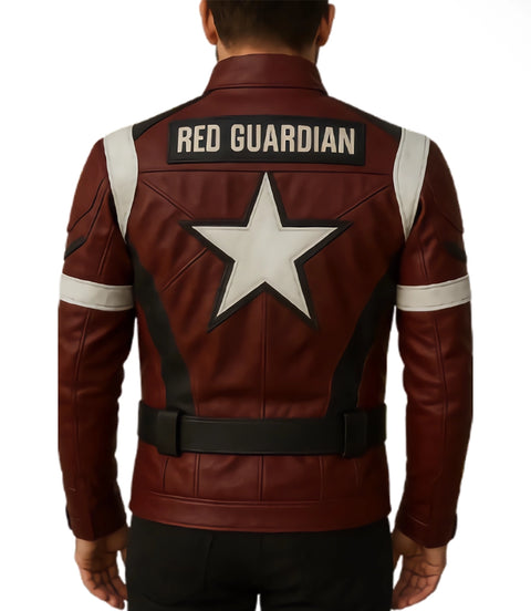 Shop Men's Star Red Leather Jacket - Xactwear