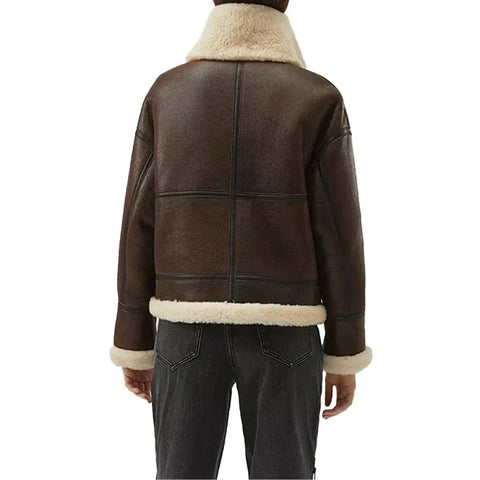 Women’s Chocolate Brown Hooded B3 Aviator Bomber Jacket