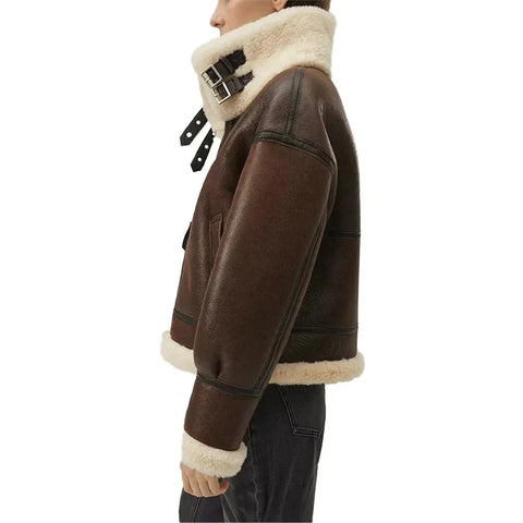 Women’s Chocolate Brown Hooded B3 Aviator Bomber Jacket