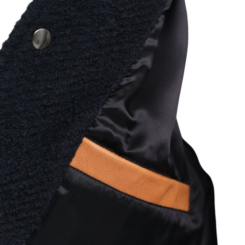 Men’s Navy & Tan Varsity Wool and Leather Jacket