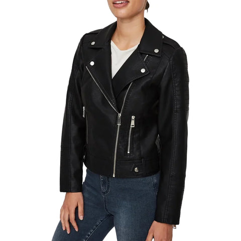 Women’s Black Asymmetrical Motorcycle Leather Jacket