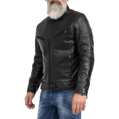 Men's Vintage Slim Fit Black Motorcycle  Leather Jacket