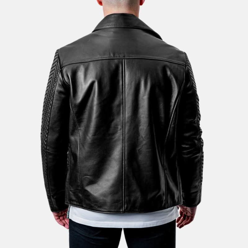 Mens Black Snakeskin Textured Leather Jacket