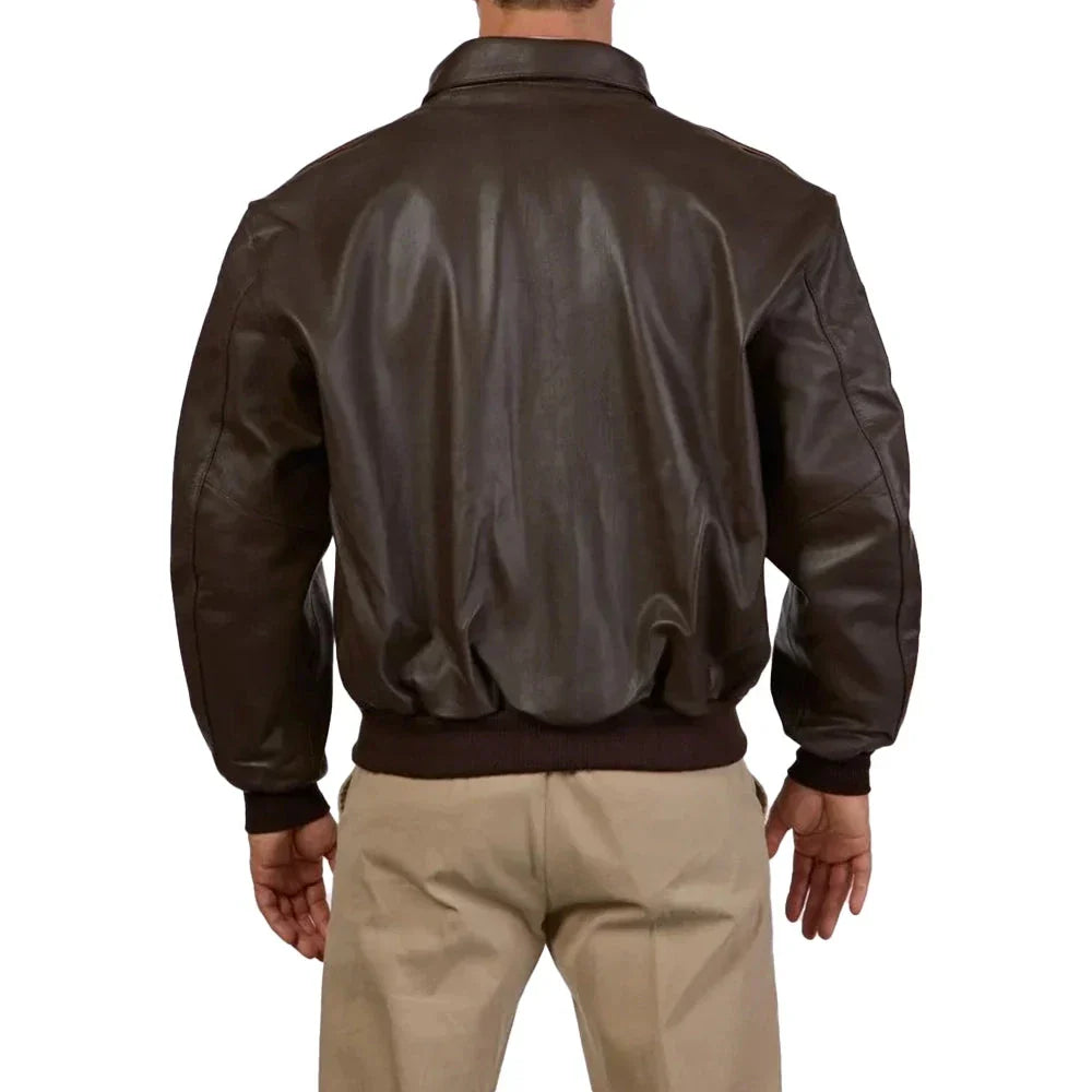 A2 Distressed Aviator Brown Leather Bomber Jacket