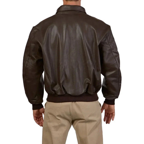 A2 Distressed Aviator Brown Leather Bomber Jacket