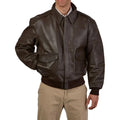 A2 Distressed Aviator Brown Leather Bomber Jacket