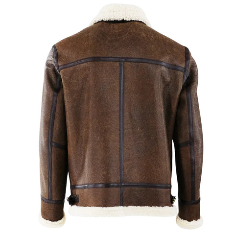 Men's Berlin Brown Shearling Bomber Leather Jacket