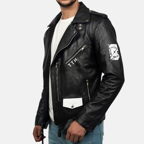 Unisex Black And White G Eazy Leather Jacket