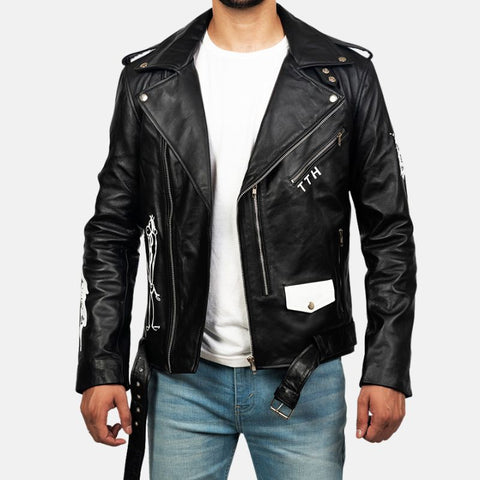 Unisex Black And White G Eazy Leather Jacket