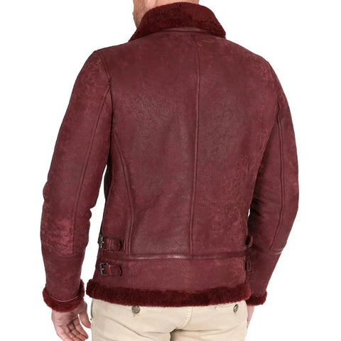 Men’s Dark Maroon Leather Bomber Jacket