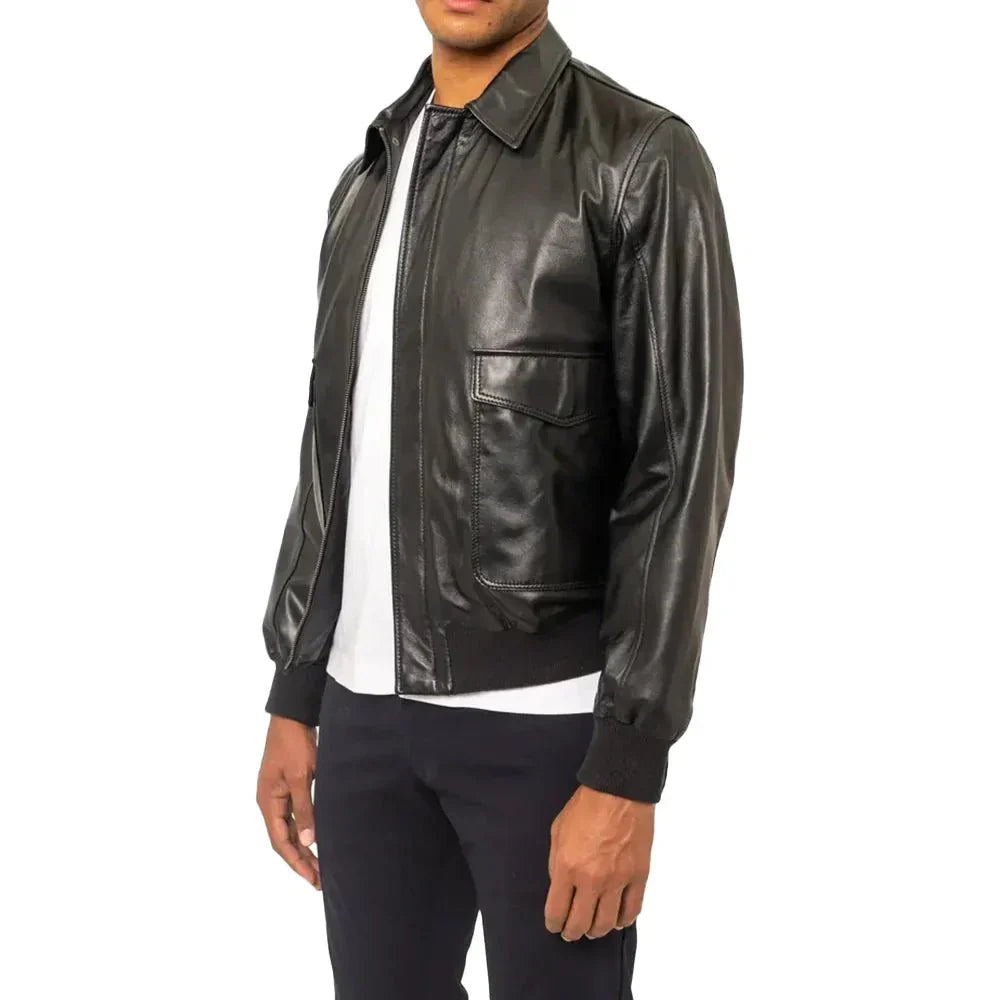Aviator A2 USAAF Black Leather Bomber Jacket