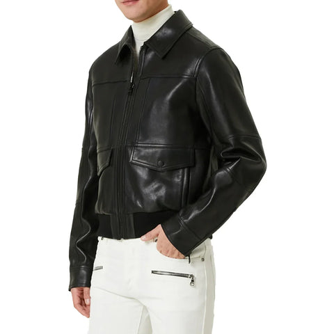 Men's Black Flight Pilot A2 Aviator Leather Jacket