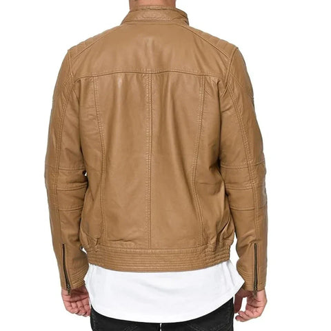 Men's Camel Brown Lambskin Leather Jacket