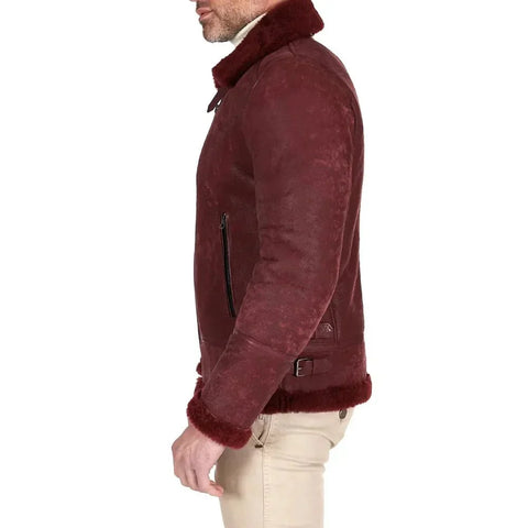 Men’s Dark Maroon Leather Bomber Jacket