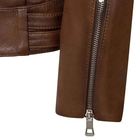 Men's David Brown Quilted Cafe Racer Leather Jacket