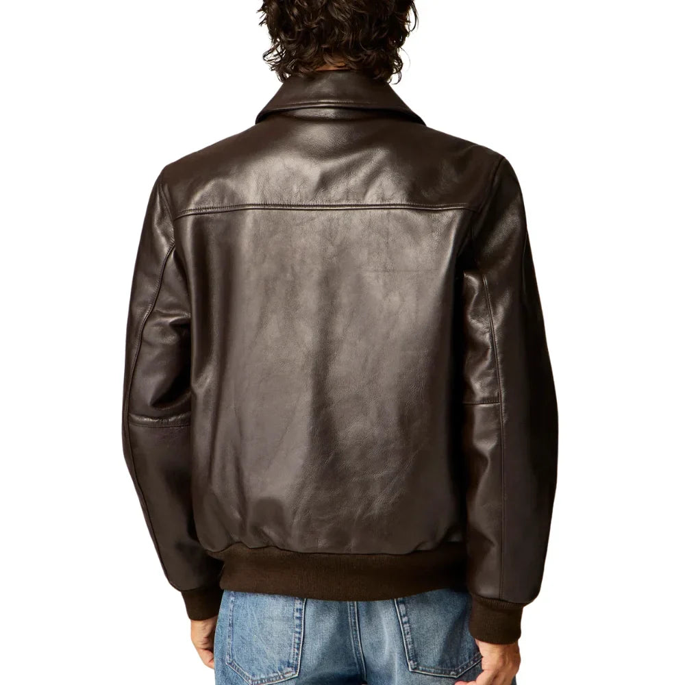 Men's Aviator A2 Vintage Brown Leather Bomber Jacket
