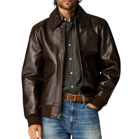 Men's Aviator A2 Vintage Brown Leather Bomber Jacket