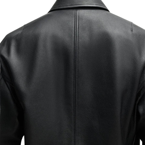 Men's Lamsbkin Black Relaxed Fit Black Bomber Jacket