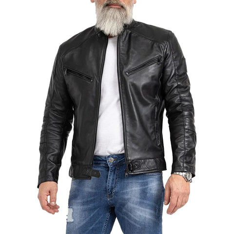 Men's Vintage Slim Fit Black Motorcycle  Leather Jacket