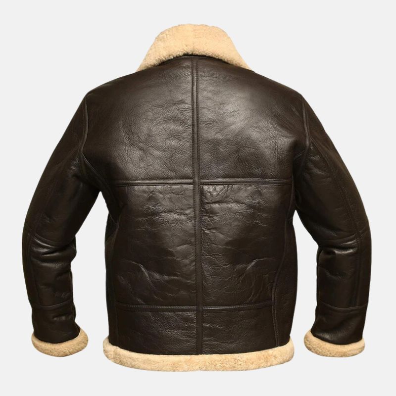 Men's RAF B3 Shearling Aviator Dark Brown Leather Jacket