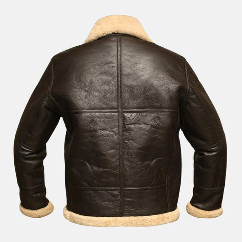 Men's RAF B3 Shearling Aviator Dark Brown Leather Jacket