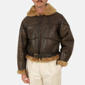 Men's Distressed Brown Shearling B-3 Bomber Jacket
