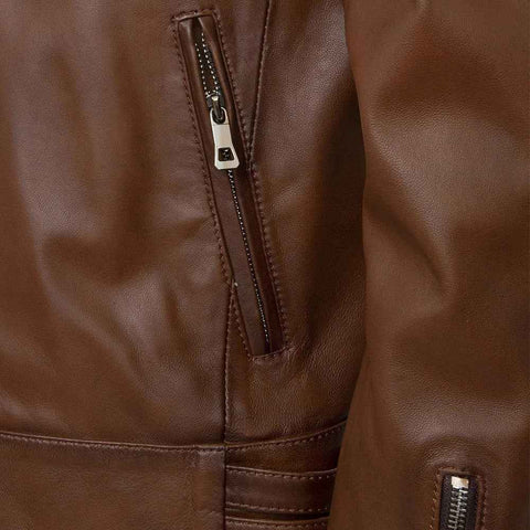 Men's David Brown Quilted Cafe Racer Leather Jacket