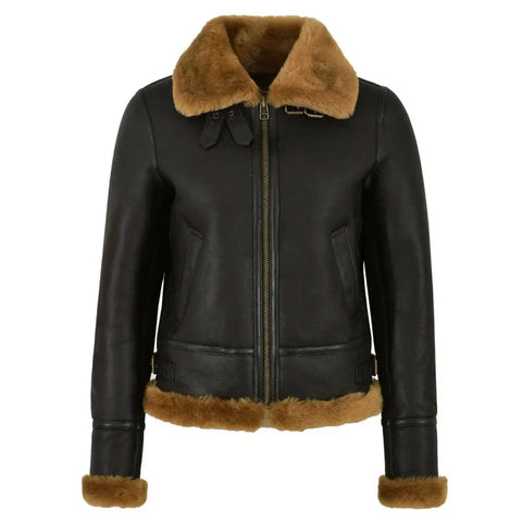 Women’s Black B3 Sheepskin Aviator Bomber Jacket