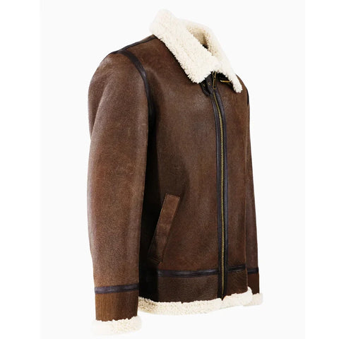 Men's Berlin Brown Shearling Bomber Leather Jacket