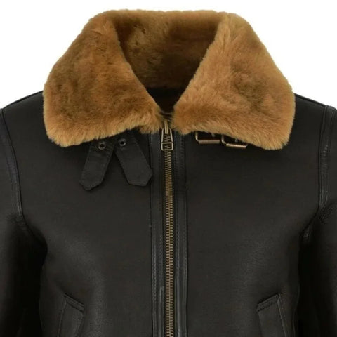 Women’s Black B3 Sheepskin Aviator Bomber Jacket
