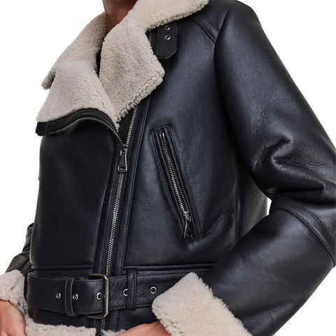 Women’s Black B3 Shearling Aviator Bomber Jacket